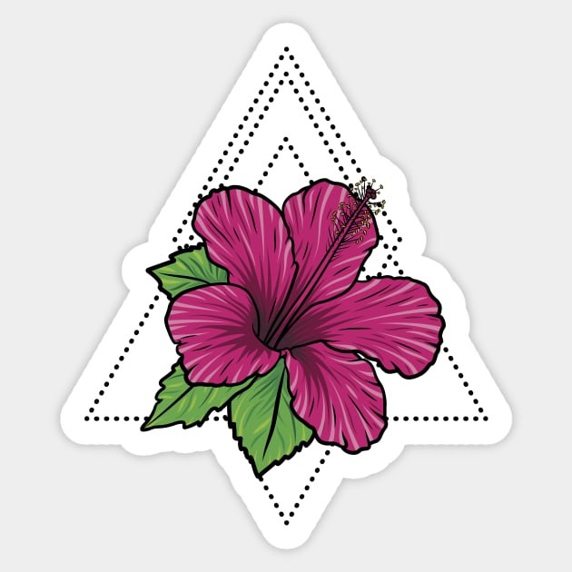 Tropical Hibiscus Flora Dotted Triangle Diamond Sticker by RadicalChill